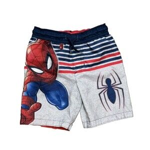 Marvel Swim Trunks Boys Spiderman Swimwear Beach Gray SPF 50+ Sz XS
